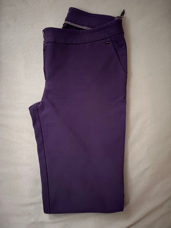 Mor Kadın Ofis Pantolonu, Orta Boy, Düz Kesim - Görsel 3