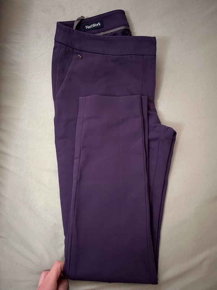 Mor Kadın Ofis Pantolonu, Orta Boy, Düz Kesim - Görsel 2