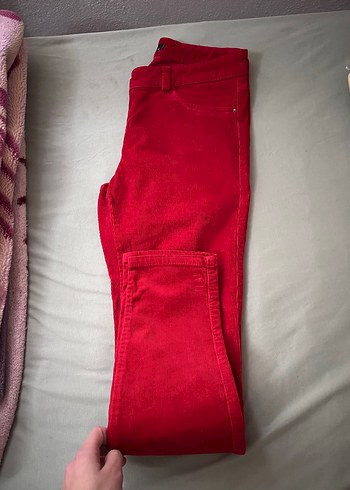 adL Kırmızı Kadın kadife Pantolon - Görsel 6