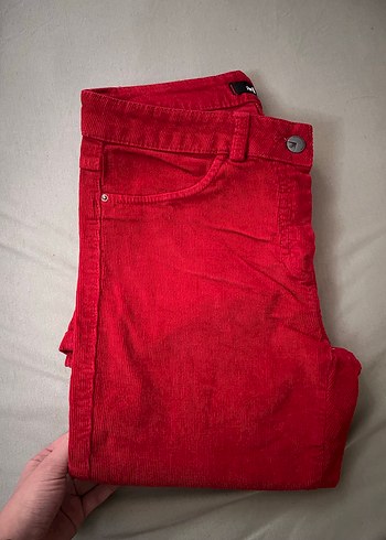 adL Kırmızı Kadın kadife Pantolon - Görsel 7