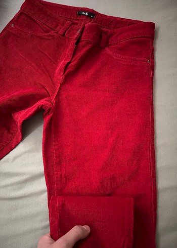 adL Kırmızı Kadın kadife Pantolon - Görsel 4