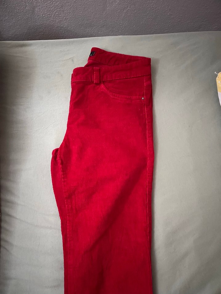 adL Kırmızı Kadın kadife Pantolon - Görsel 5