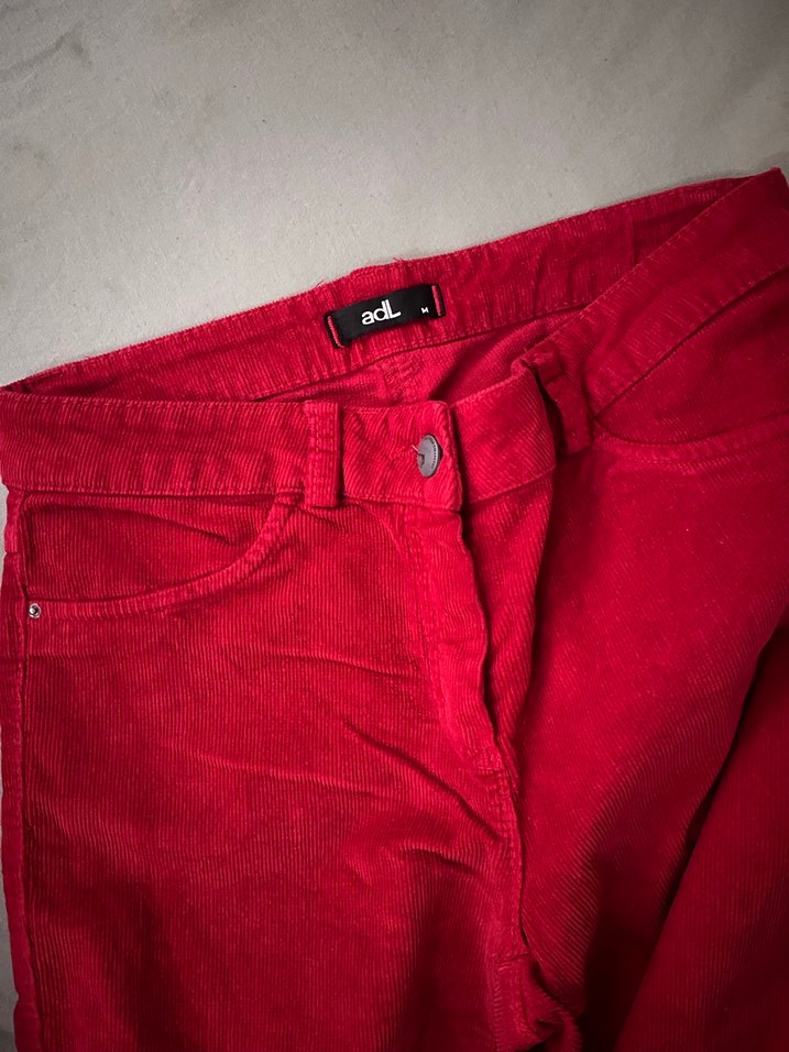 adL Kırmızı Kadın kadife Pantolon - Görsel 2