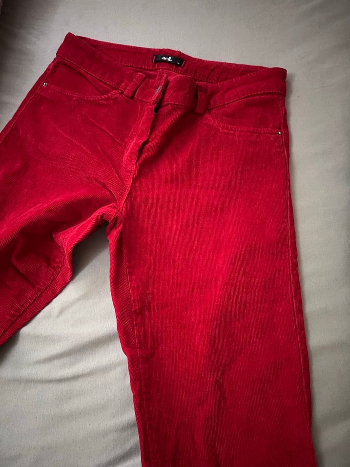 adL Kırmızı Kadın kadife Pantolon - Görsel 3
