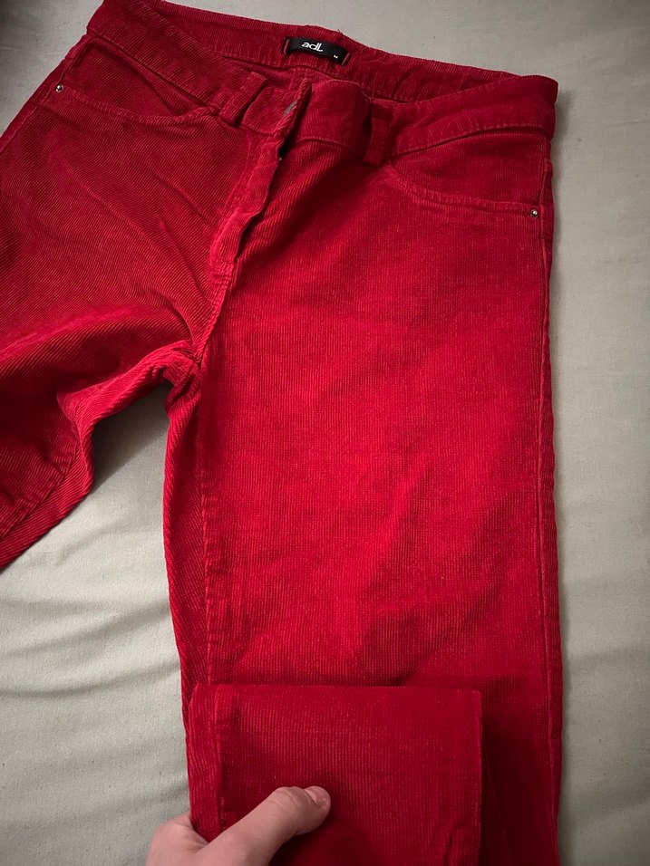 adL Kırmızı Kadın kadife Pantolon - Görsel 4