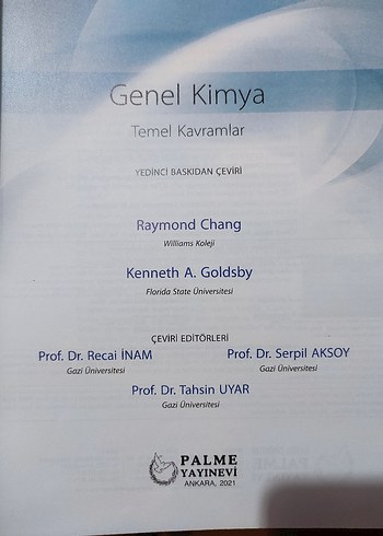  Genel Kimya Temel Kavramlar Kitabı