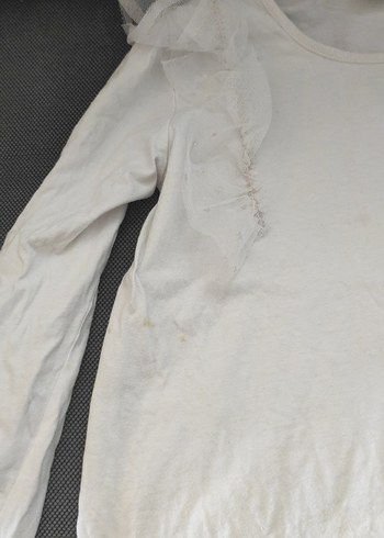 Kız Çocuk Beyaz Uzun Kollu Keten Bluz - Görsel 3