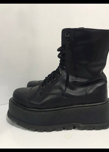 Platform Topuklu Siyah Gotik Kadın Bot