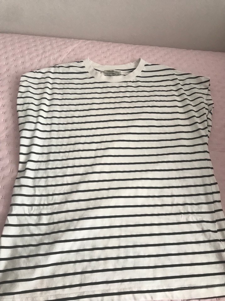 Çizgili Pamuklu Hamile Tişörtü - Görsel 2