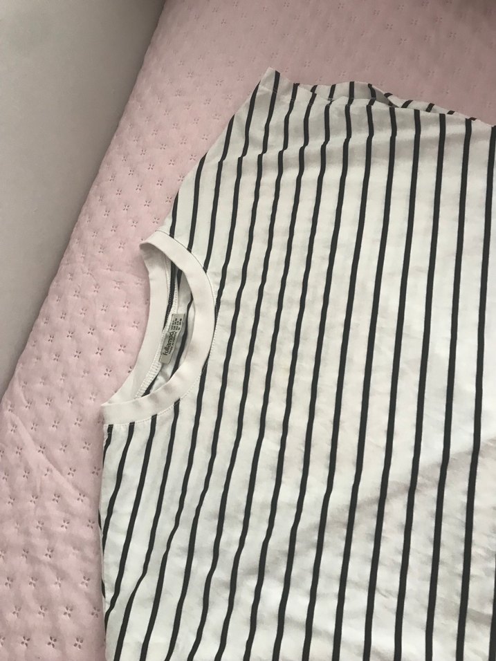 Çizgili Pamuklu Hamile Tişörtü - Görsel 3