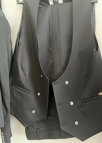 Erkek Siyah Düğmeli Regular Fit Takım Elbise - Görsel 2