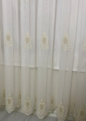 Nakışlı Beyaz-Gri Perde - Görsel 2