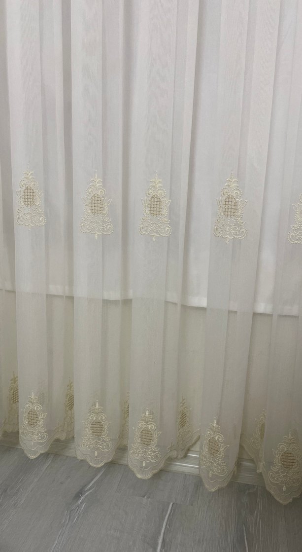 Nakışlı Beyaz-Gri Perde - Görsel 2