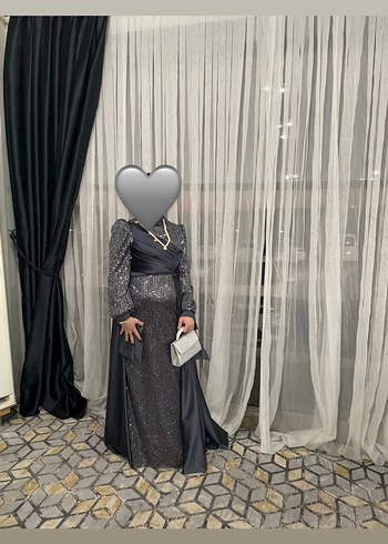 Uzun Siyah Gotik Drape Detaylı Abiye Elbise - Görsel 5