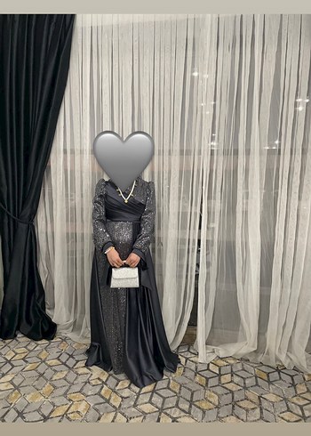 Uzun Siyah Gotik Drape Detaylı Abiye Elbise - Görsel 2