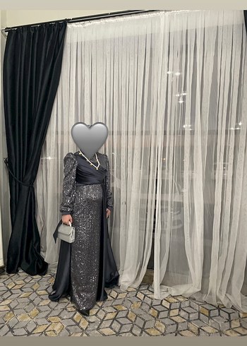 Uzun Siyah Gotik Drape Detaylı Abiye Elbise - Görsel 4