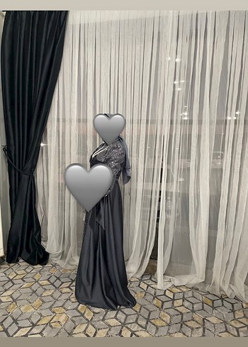 Uzun Siyah Gotik Drape Detaylı Abiye Elbise - Görsel 3