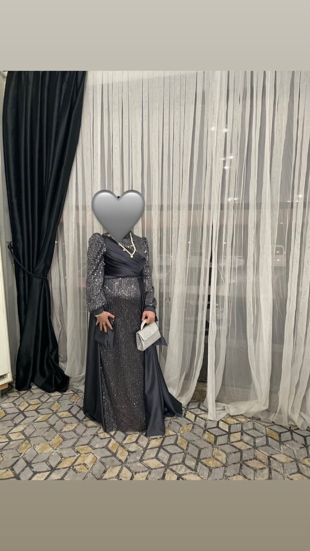 Uzun Siyah Gotik Drape Detaylı Abiye Elbise - Görsel 5