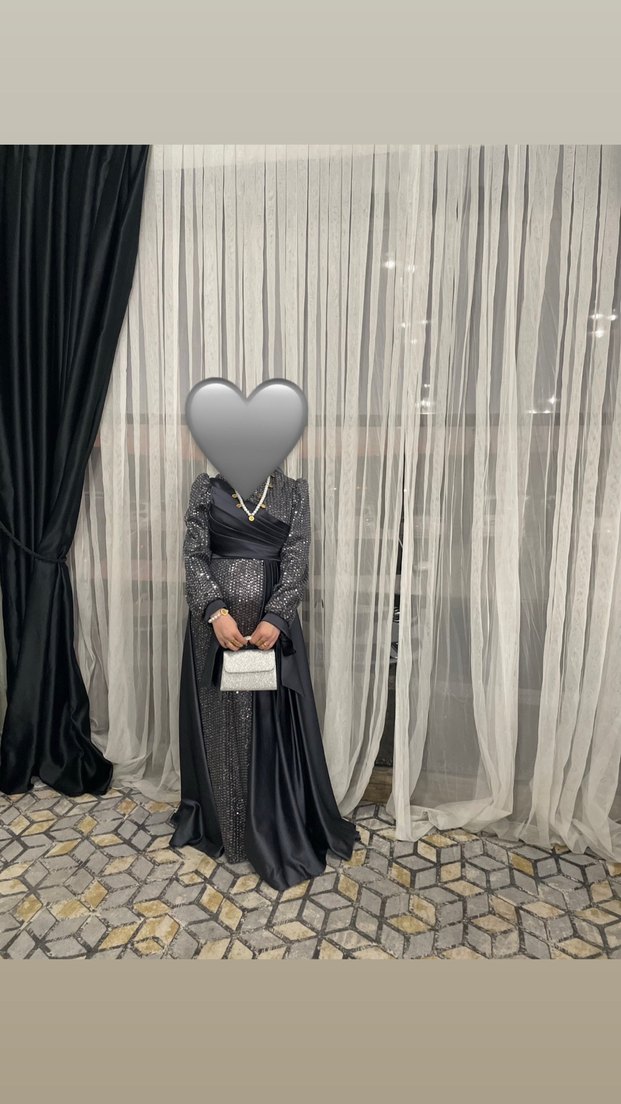 Uzun Siyah Gotik Drape Detaylı Abiye Elbise - Görsel 2