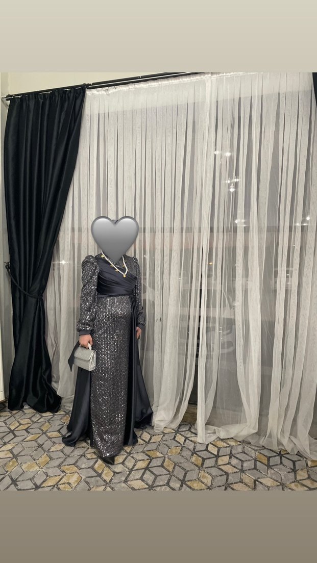 Uzun Siyah Gotik Drape Detaylı Abiye Elbise - Görsel 4