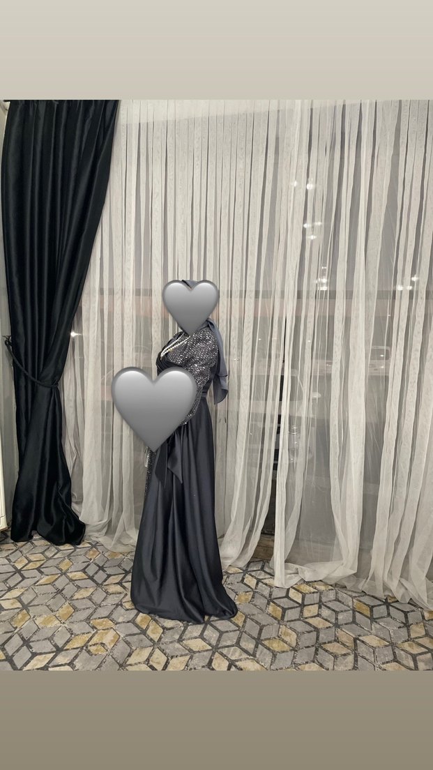 Uzun Siyah Gotik Drape Detaylı Abiye Elbise - Görsel 3