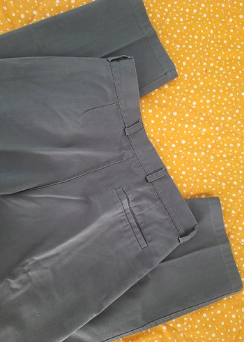 Düğmeli Gri Kumaş Pantolon - Görsel 3