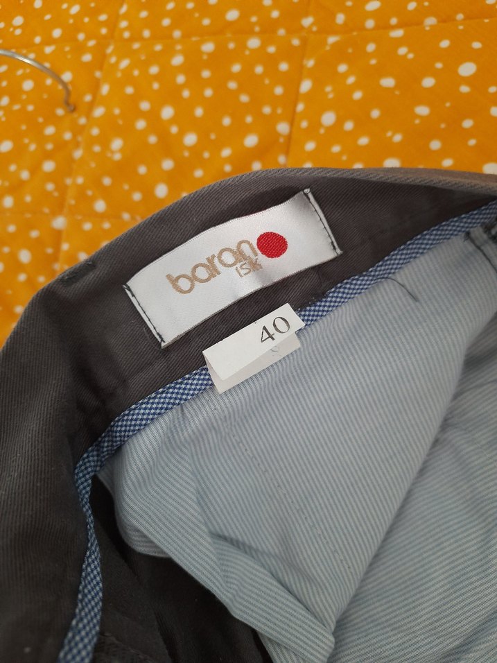 Düğmeli Gri Kumaş Pantolon - Görsel 2