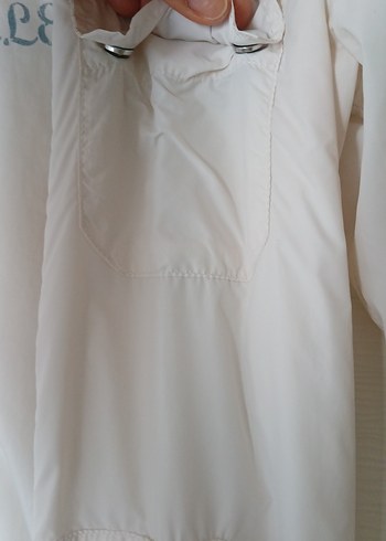 Beyaz Fermuarlı Uzun Kollu Kadın yağmurluk - Görsel 4