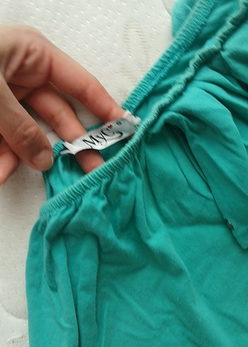 38 Beden yeşil Renk Yeşil tek omuz süslü taş detaylı