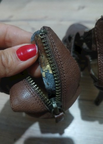 Bohem Tarzı Kahverengi Deri Platform topuklu - Görsel 6