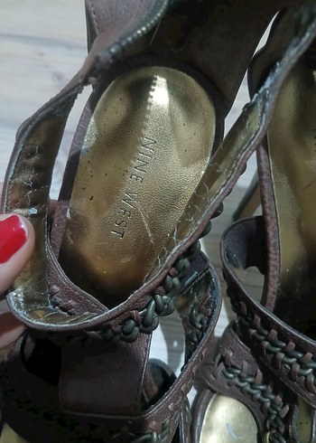 Bohem Tarzı Kahverengi Deri Platform topuklu - Görsel 5