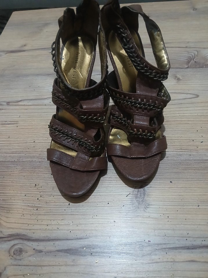 Bohem Tarzı Kahverengi Deri Platform topuklu - Görsel 2