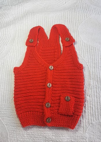 BEBEK Kırmızı Örgü Yelek