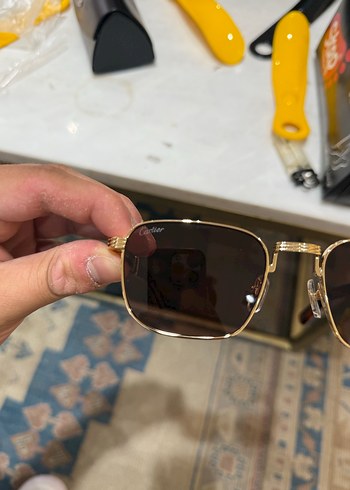 Cartirr Şeffaf Koyu Altın Renk Unisex Güneş Gözlüğü - Görsel 2