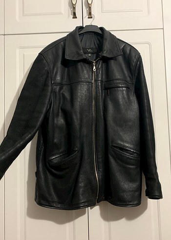 Erkek Siyah Deri Biker Ceket - Görsel 2