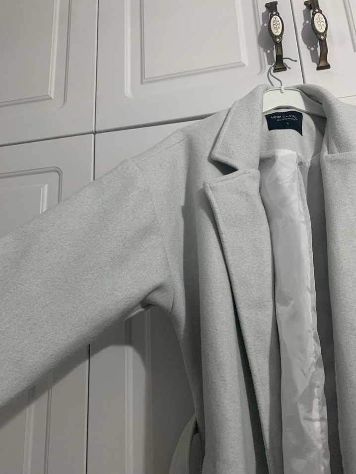 LCW Vision Kadın açık Gri Kaşe Kaban - Görsel 3