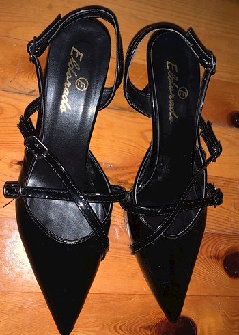 Klasik Siyah Rugan Topuklu Kadın Ayakkabı - Görsel 3
