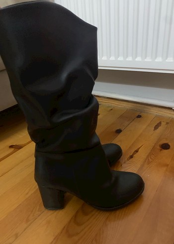 Siyah Kadın Diz Boyu Stiletto Topuklu Bot - Görsel 2