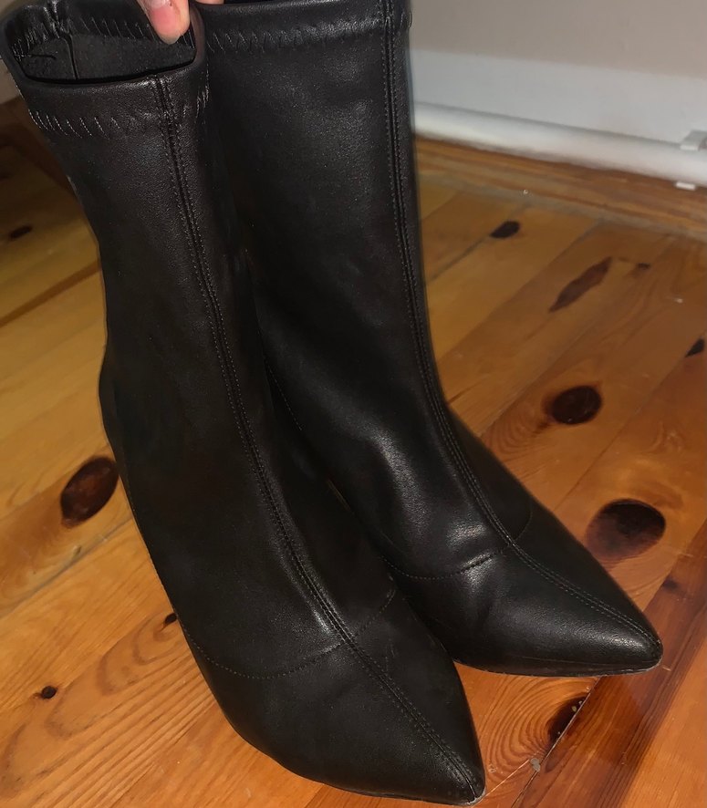 Siyah Deri Stiletto Topuklu Kadın Bot - Görsel 2