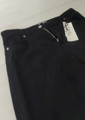 Diğer Siyah Bol Kesim Midi Kot Pantolon