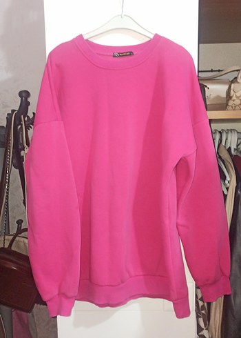 Pembe Rahat Kesim Kadın Sweatshirt