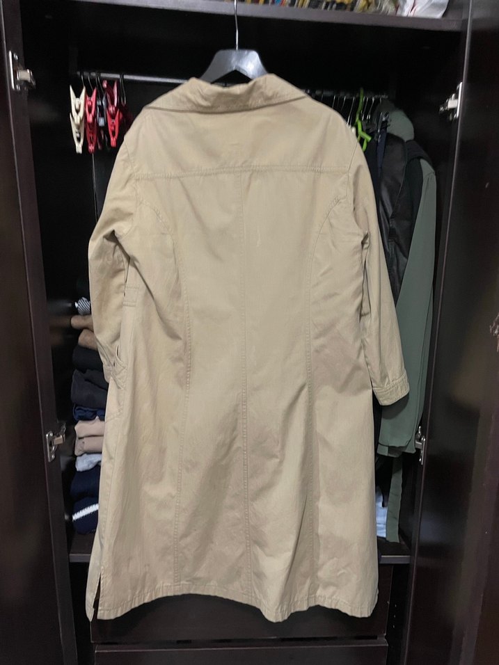 Bej Düğmeli Uzun Kadın Trençkot - Görsel 3