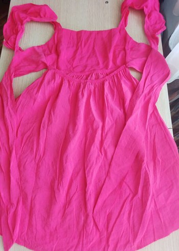 Defacto Pembe Keten Midi Elbise