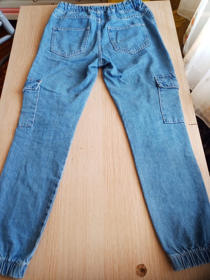 Rahat Kesim Kadın Mavi Kargo Kot Pantolon - Görsel 3