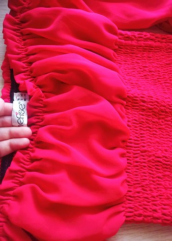 Kırmızı Fırfırlı Mini Bluz - Görsel 2