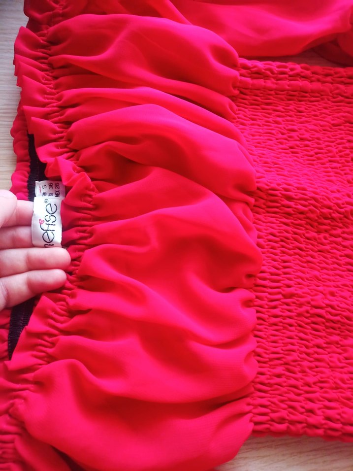 Kırmızı Fırfırlı Mini Bluz - Görsel 2