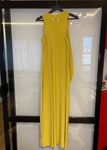 Polo Garage Polo garage yeşil küf Sarı Drapeli Uzun jarse Kadın Elbise