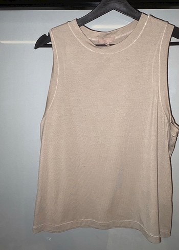 l Beden ten rengi Renk H&M Bej Yüksek Yakalı Kolsuz Pamuklu likralı Atlet