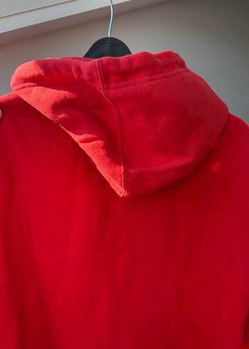 Pull and bear Kırmızı Kapüşonlu Fermuarlı Sweatshirt - Görsel 5