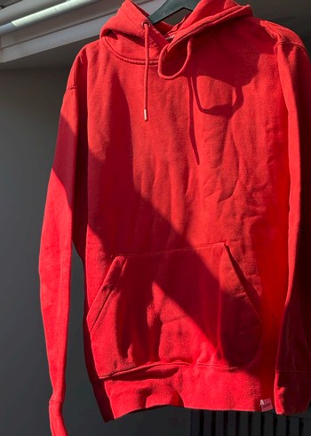 Pull and bear Kırmızı Kapüşonlu Fermuarlı Sweatshirt - Görsel 2